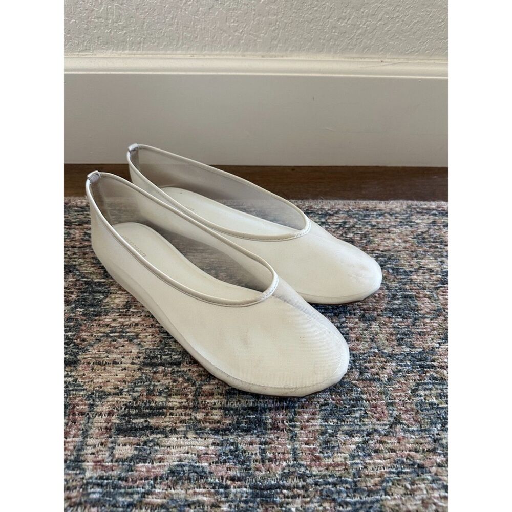 By Anthropologie Mesh Ballet Flats White Size 10 - Picture 3 of 5